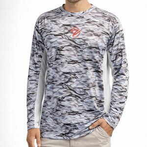 Gillz Men’s Long Sleeve Gray Camo Performance Fishing Shirt - Size XL
